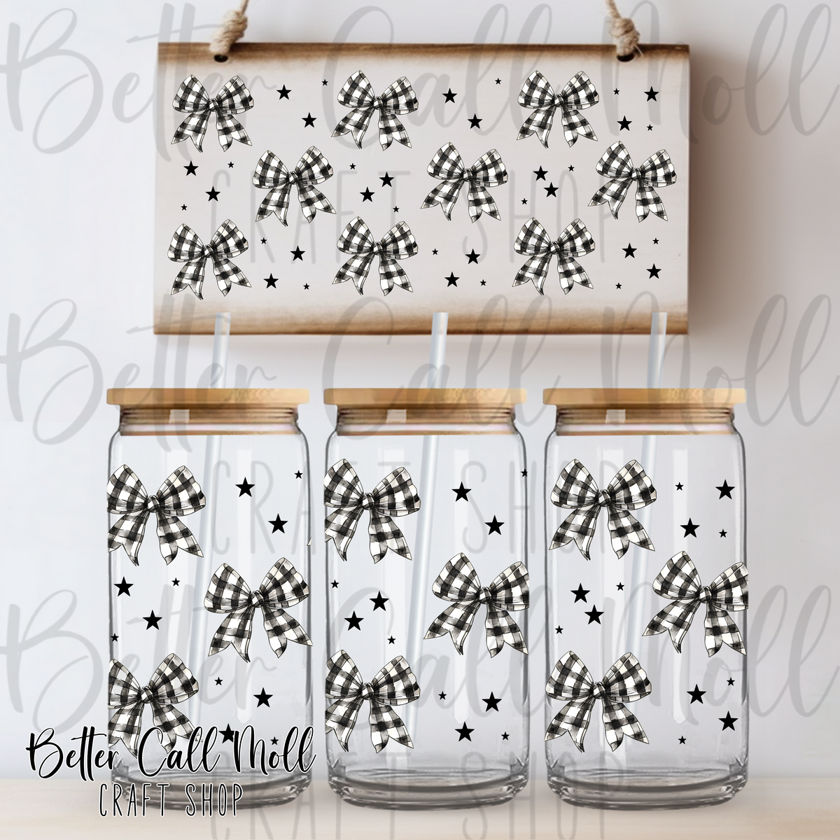 Plaid Bows UV DTF 16oz Tumbler Wrap