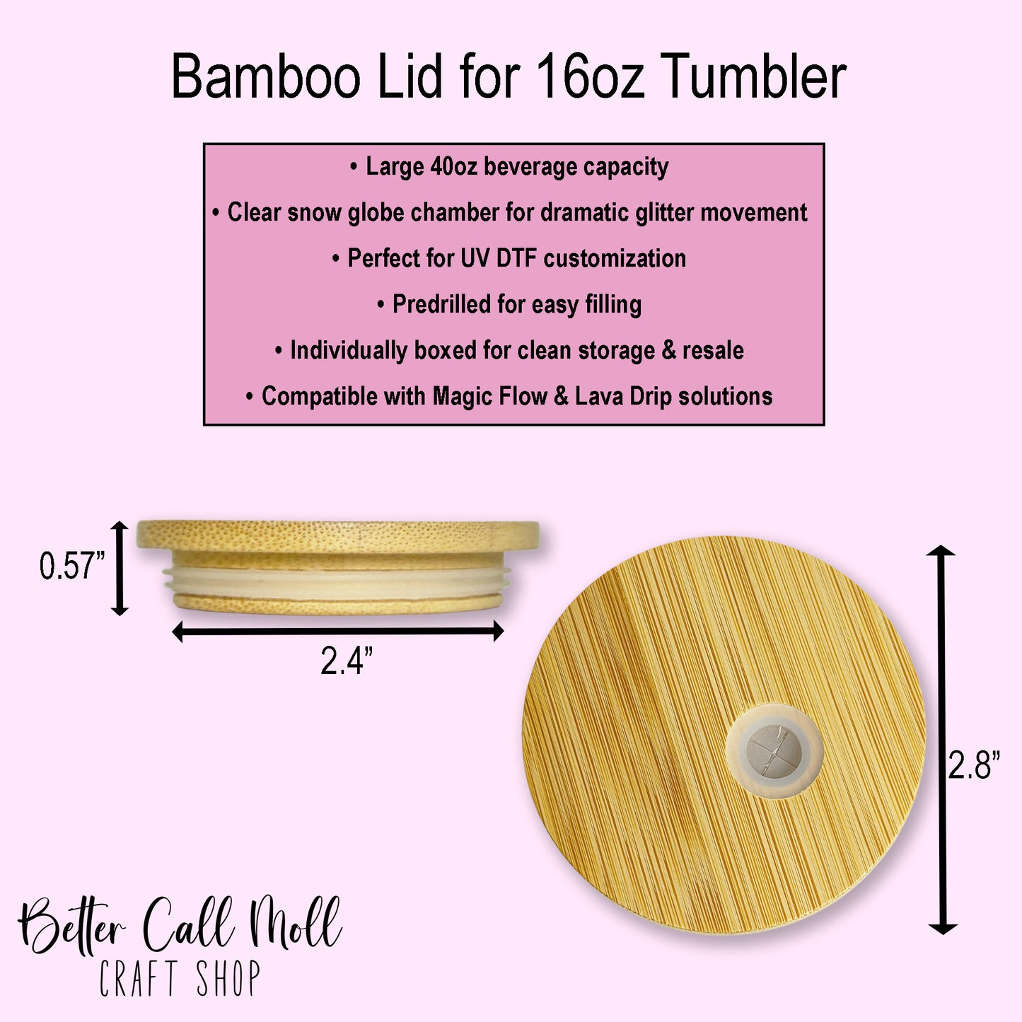 *SALE* 10 Pack Bamboo Lids for 16oz Tumblers