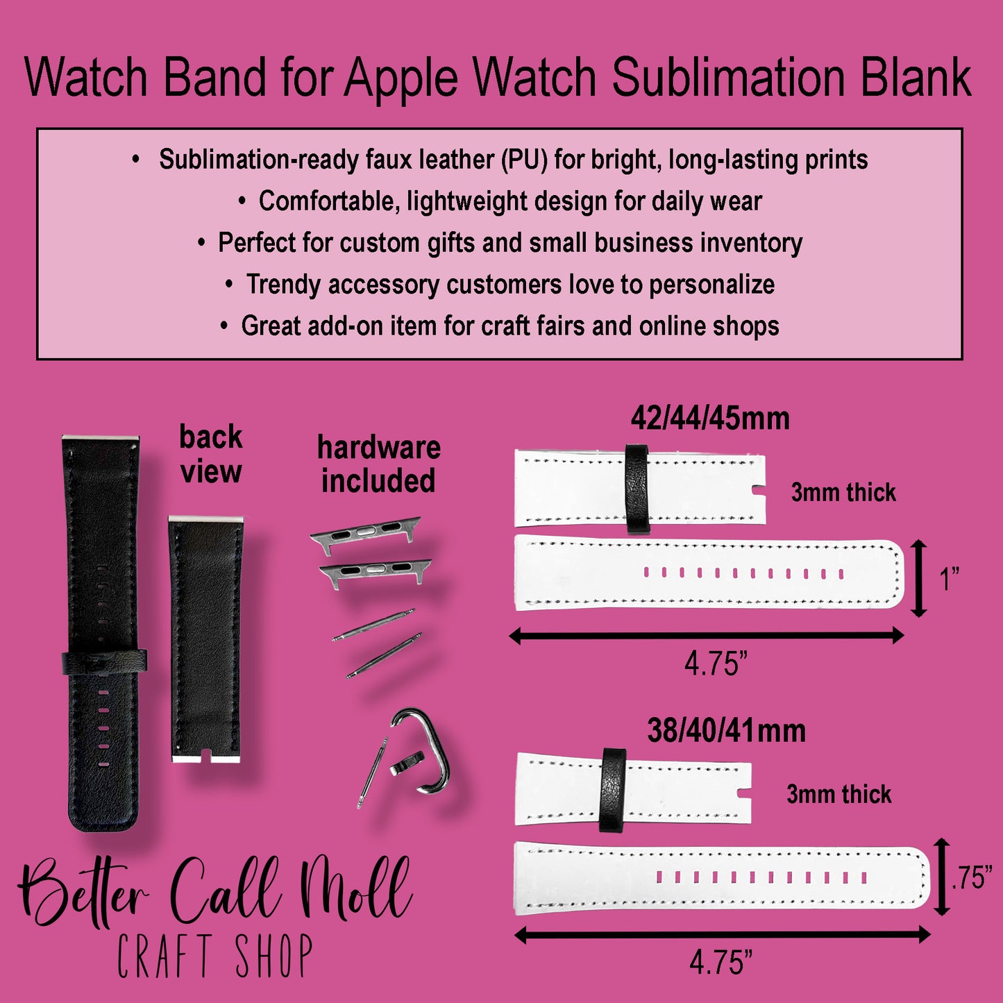 Watch Band Sublimation Blank Compatible with Apple Watch 38-45mm