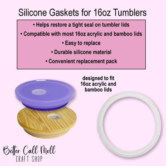 5-Pack Replacement Silicone Gaskets for 16oz Acrylic or Bamboo Lids