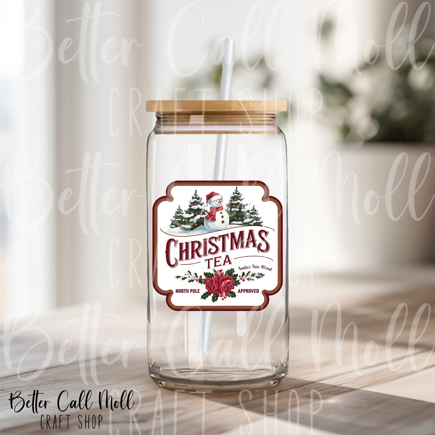 Christmas Tea Label UV DTF Decal