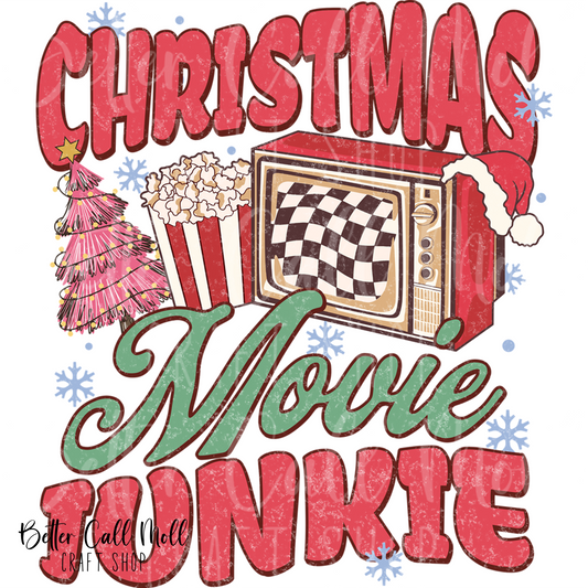 Christmas Movie Junkie UV DTF Decal