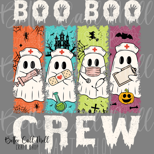 Boo Boo Crew White Text UV DTF Decal