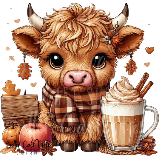 Fall Highland Cow 2 UV DTF Decal