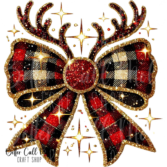Reindeer Bow UV DTF Decal