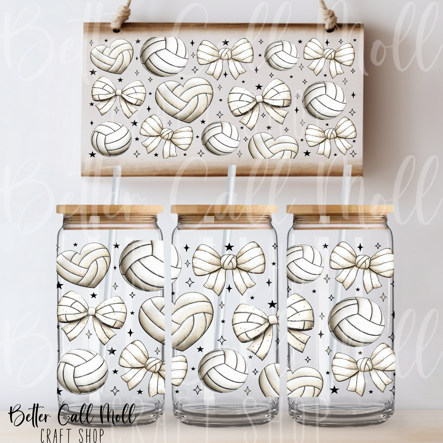 Volleyball Bows UV DTF 16oz Tumbler Wrap