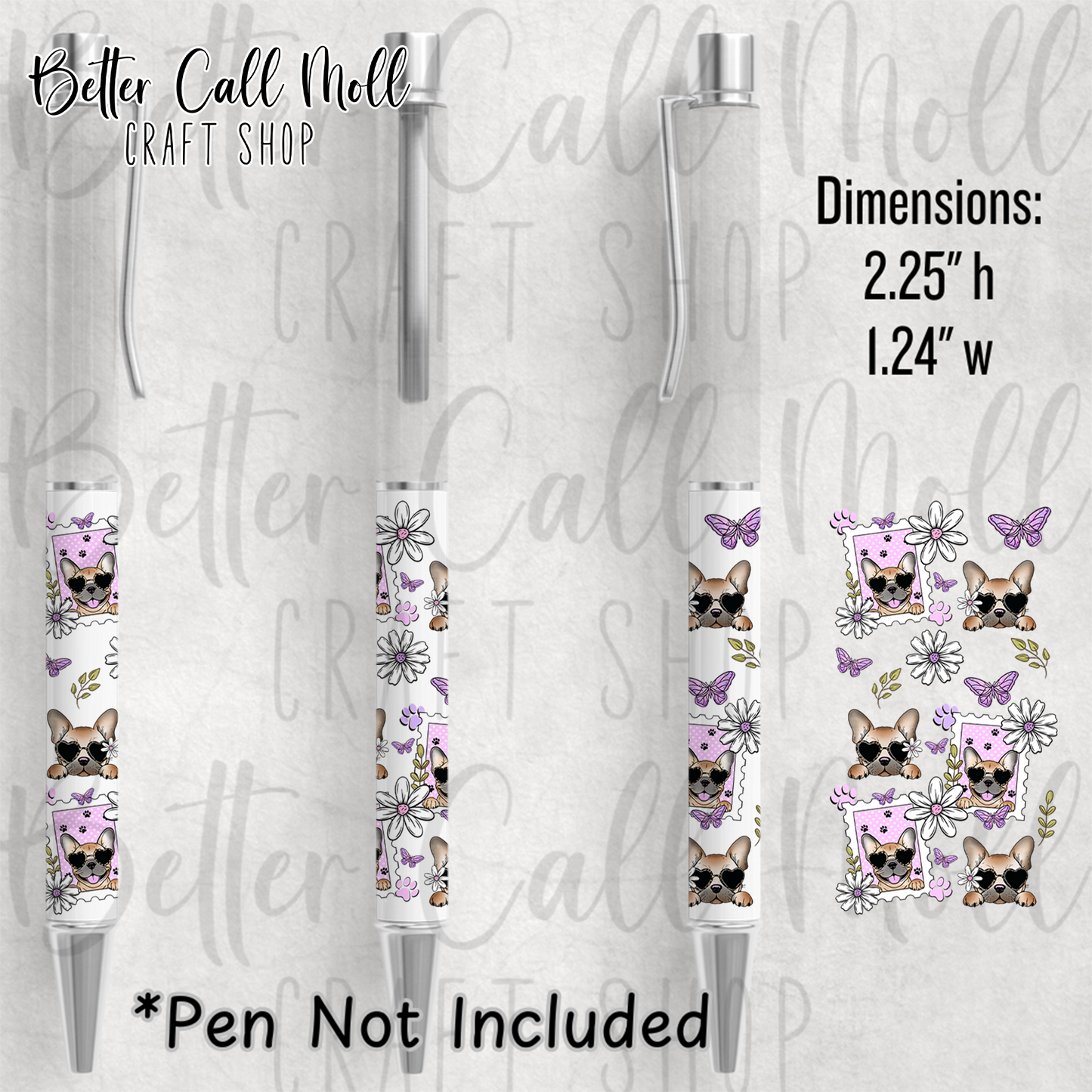 Cute Frenchies UV DTF Pen Wrap