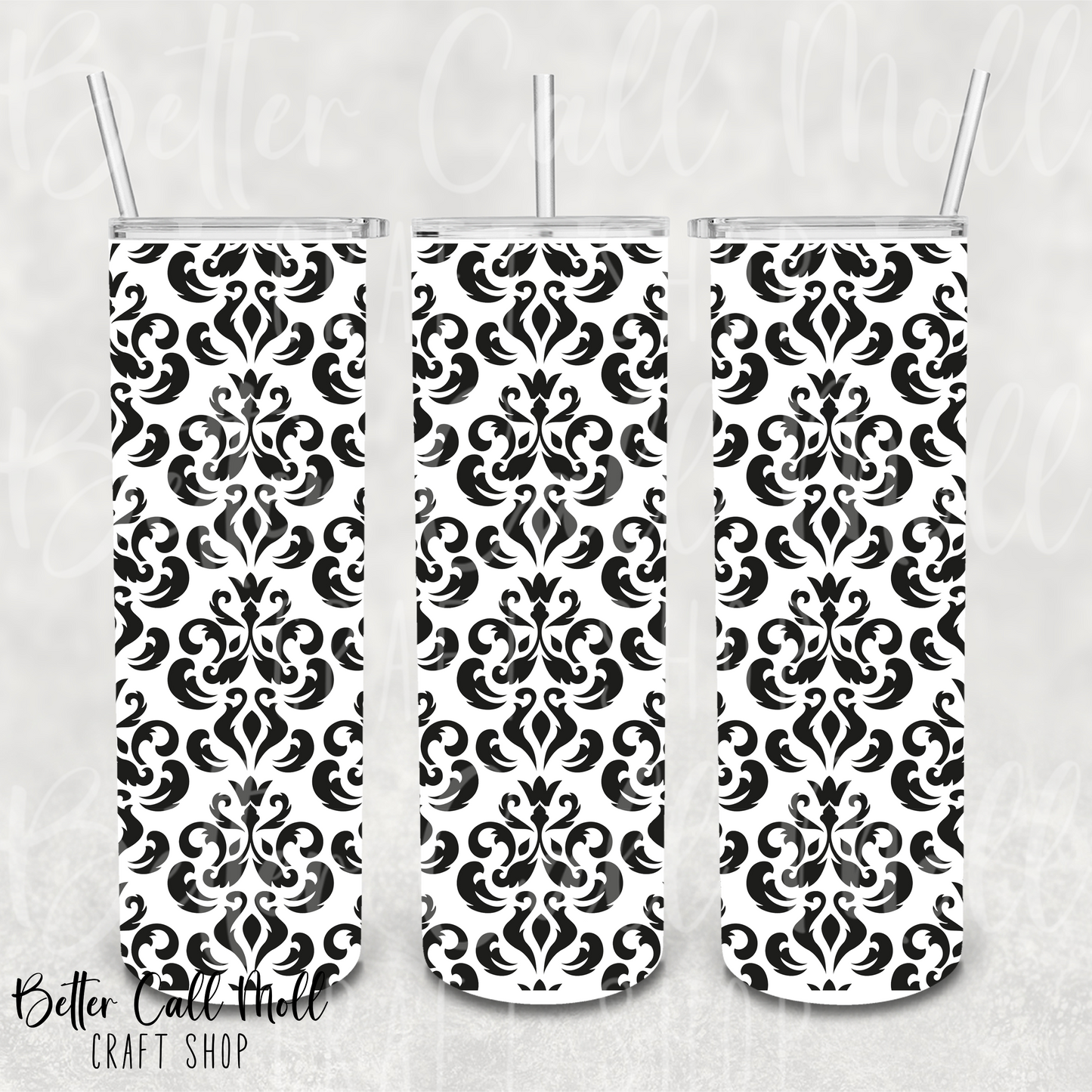 Damask UV DTF 20oz Skinny Tumbler Wrap