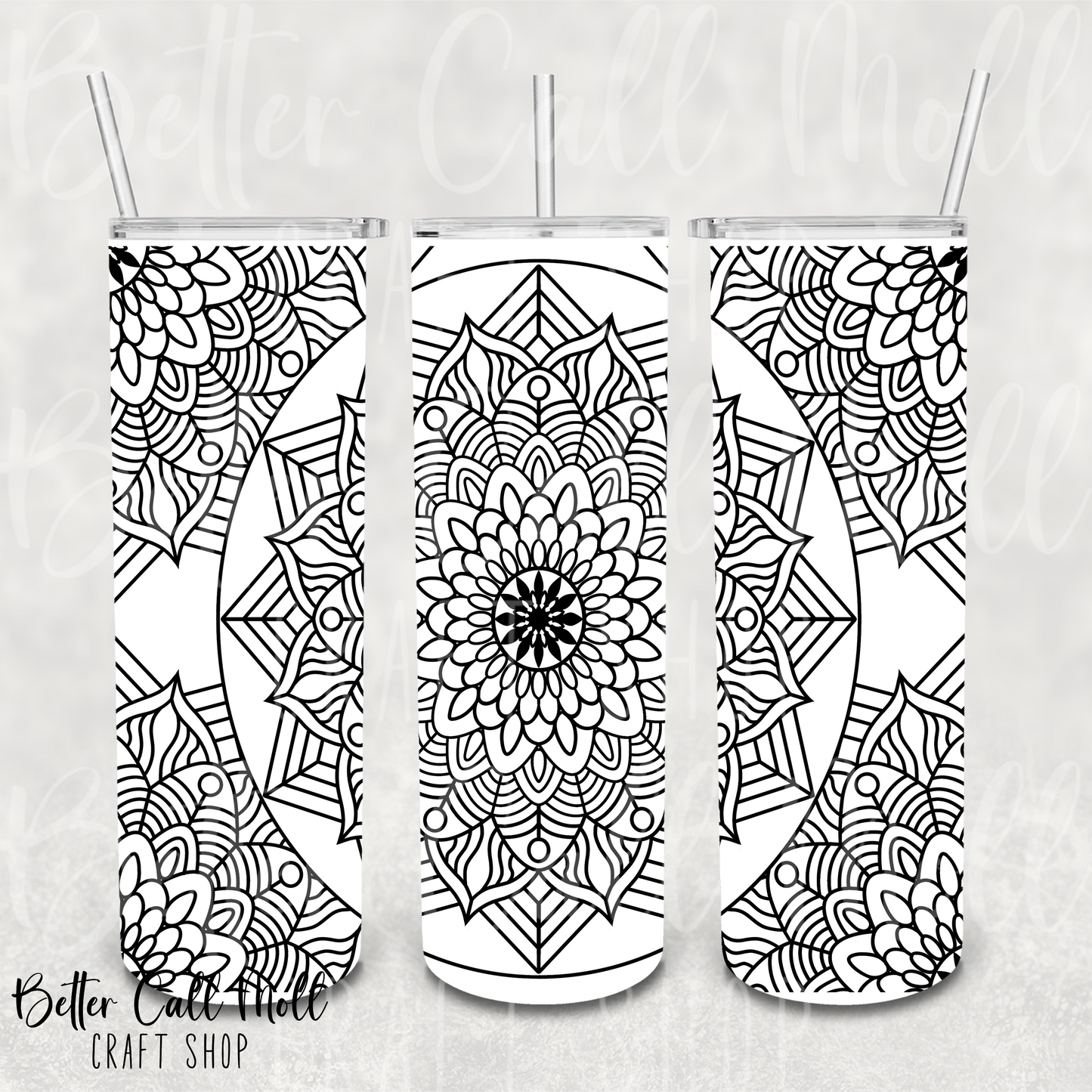 Mandala UV DTF 20oz Skinny Tumbler Wrap