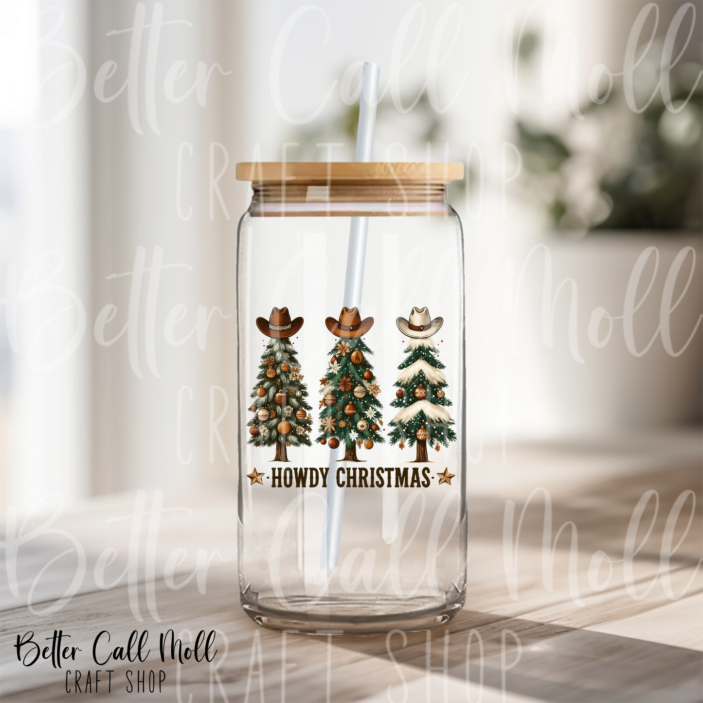Howdy Christmas Trees UV DTF Decal