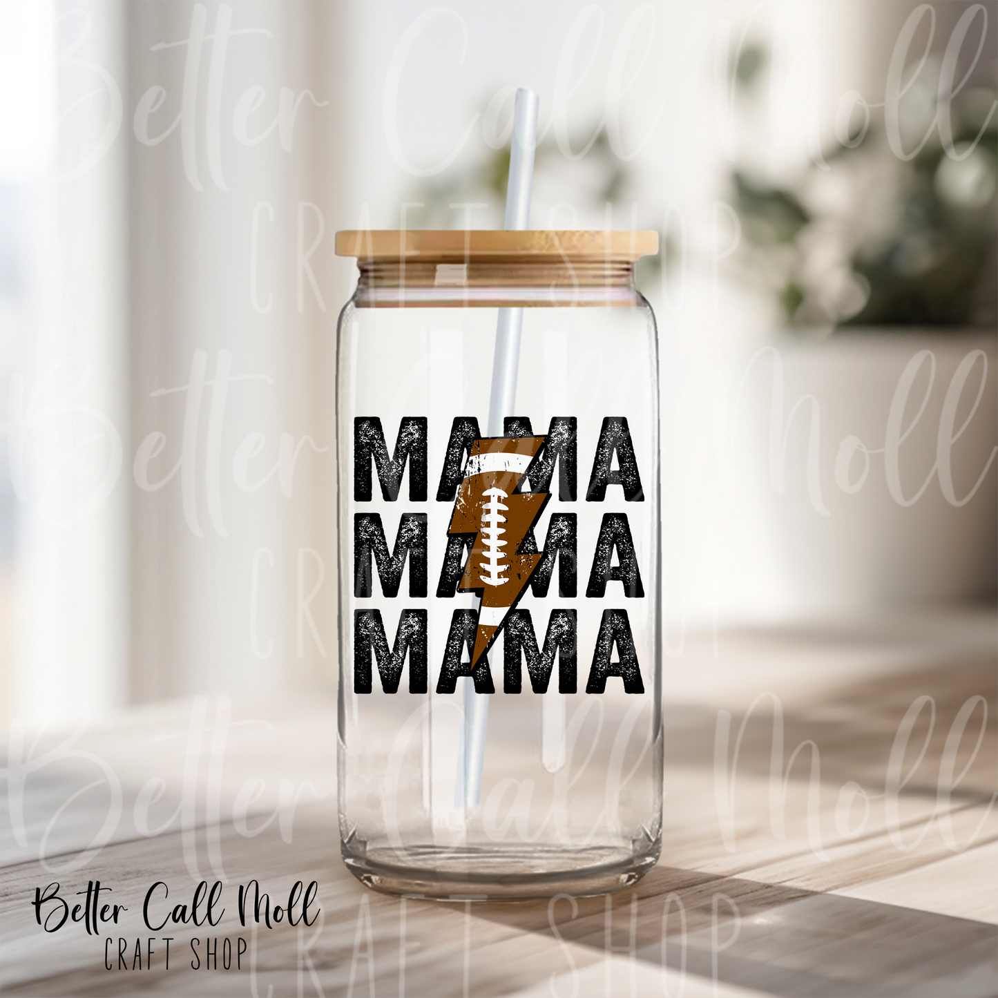 Football Mama Black Text UV DTF Decal