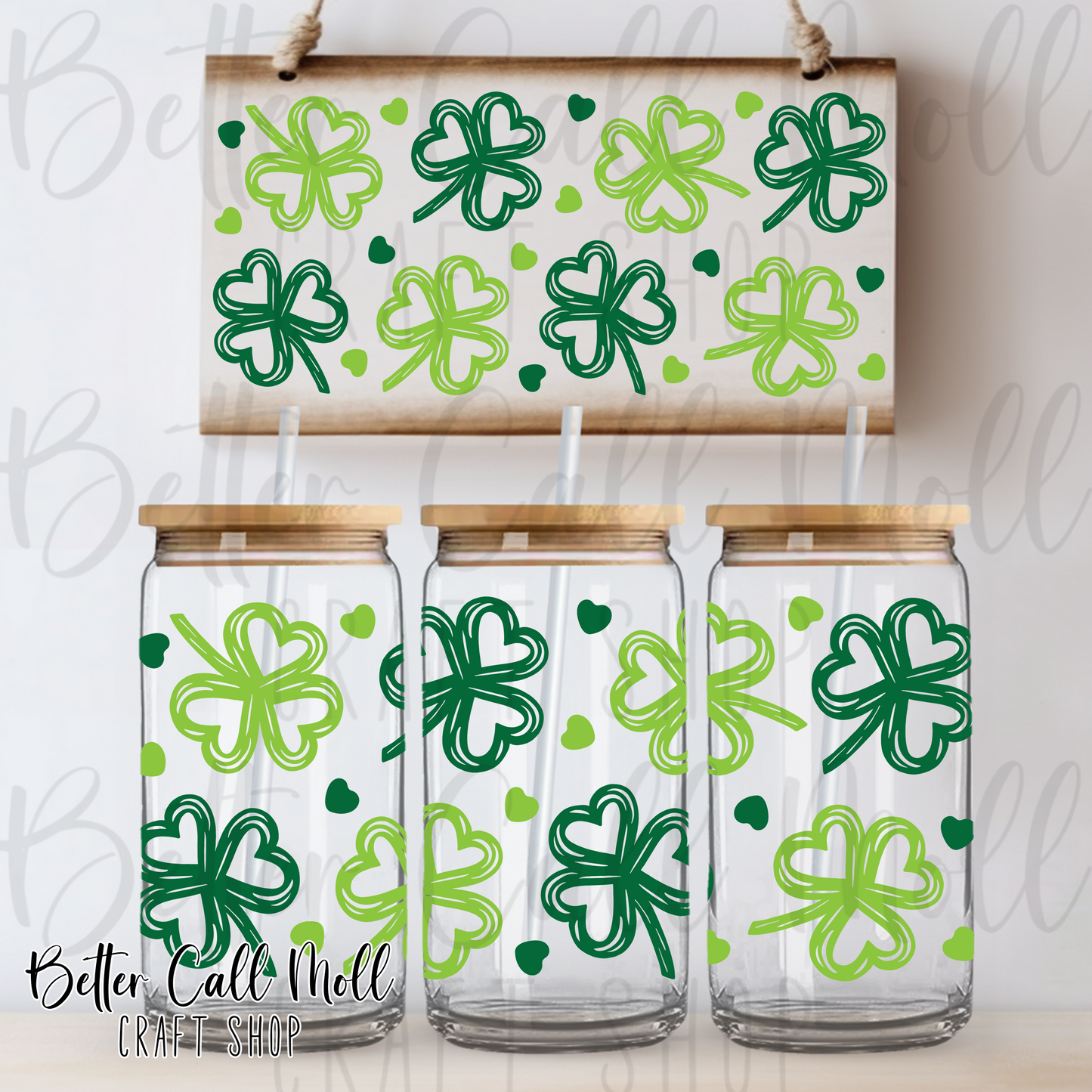 Shamrock Outlines UV DTF 16oz Tumbler Wrap