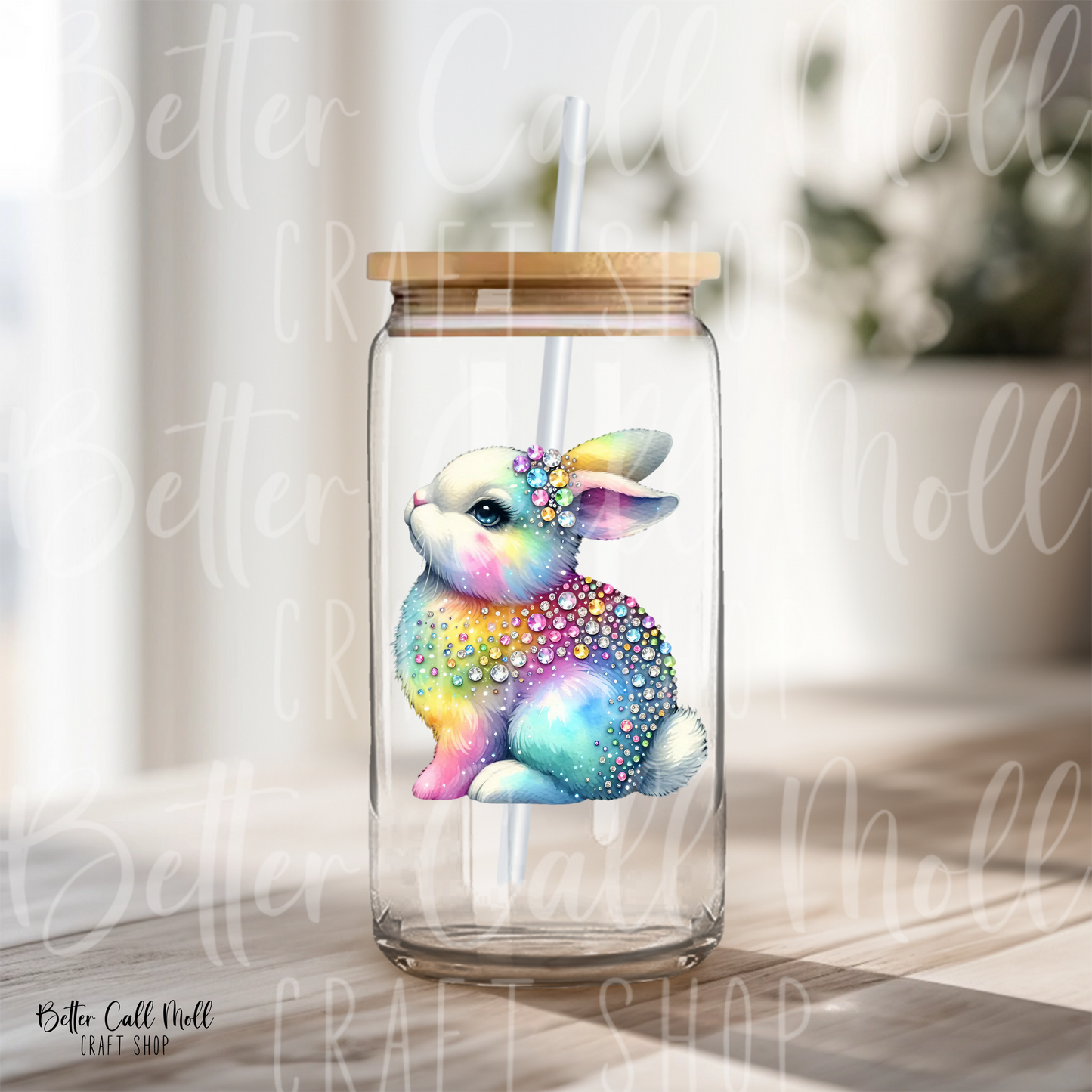 D196 - Rhinestone Bunny UV DTF Decal