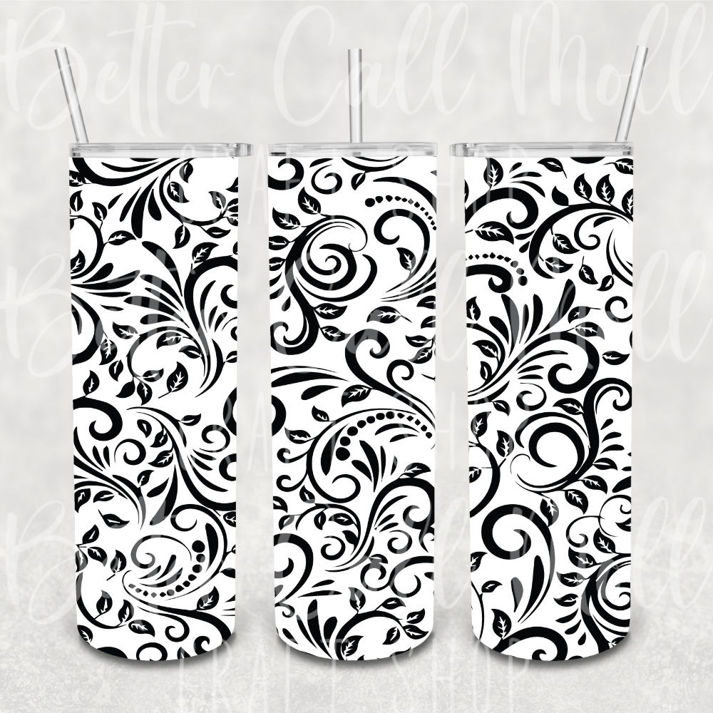 W091 - Tooled Leather UV DTF 20oz Skinny Tumbler Wrap