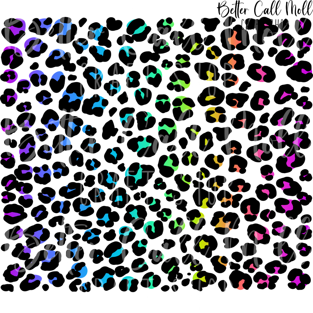 W085 - Colorful Leopard Print UV DTF 20oz Skinny Tumbler Wrap