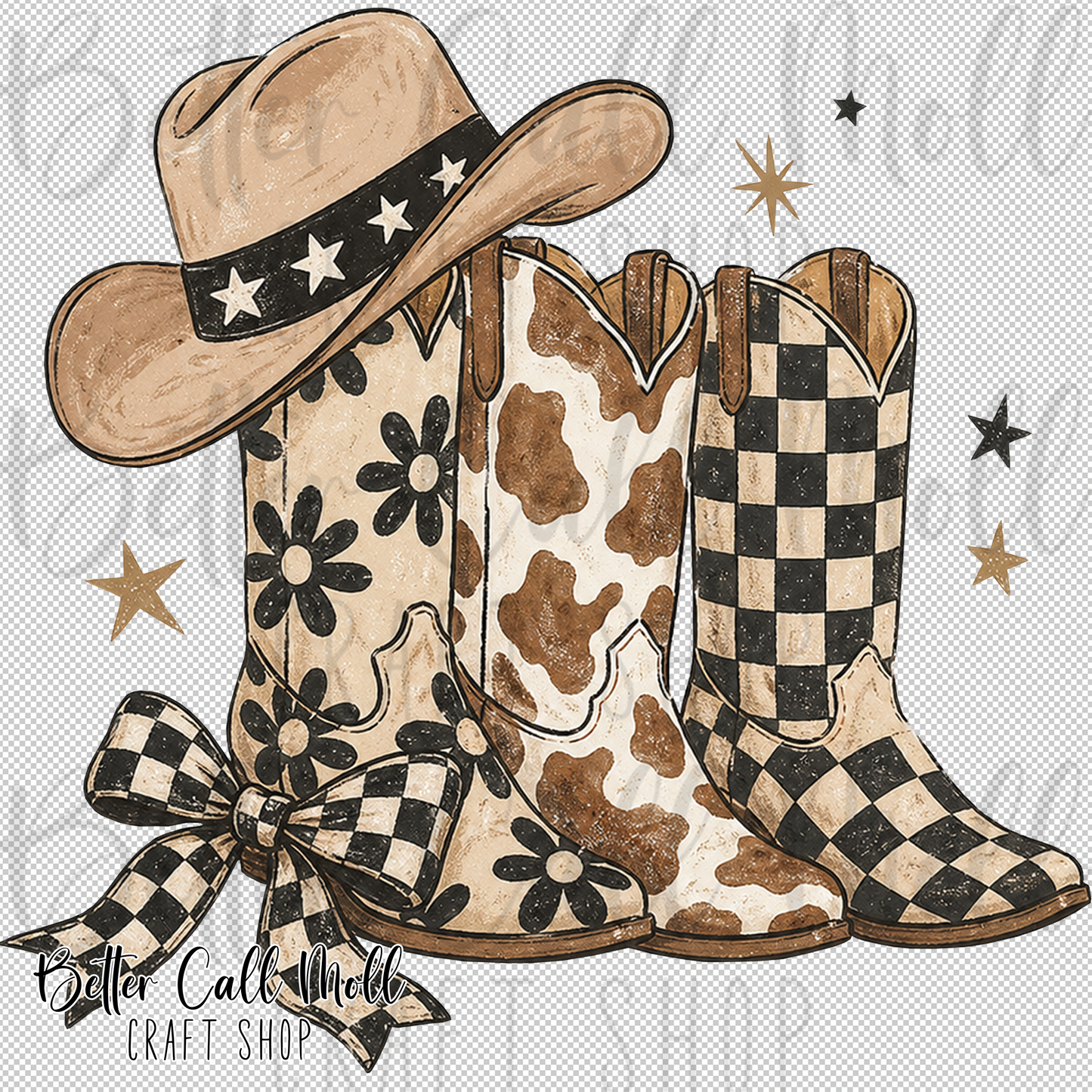 Cute Cowboy Boots UV DTF Decal