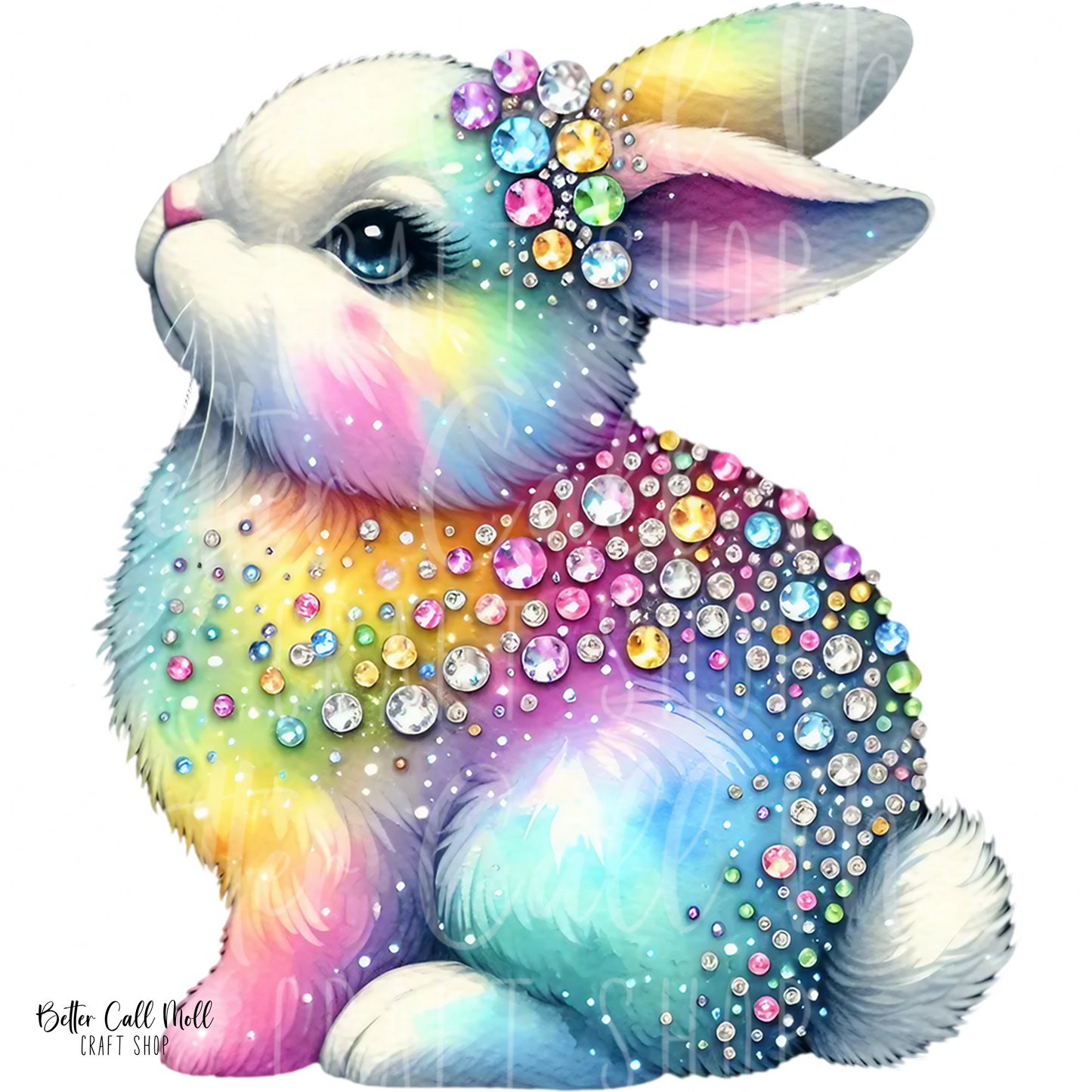 D196 - Rhinestone Bunny UV DTF Decal