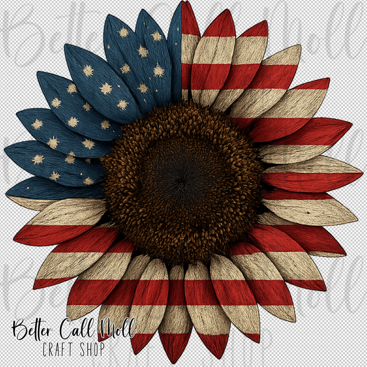 Rustic American Sunflower UV DTF Decal