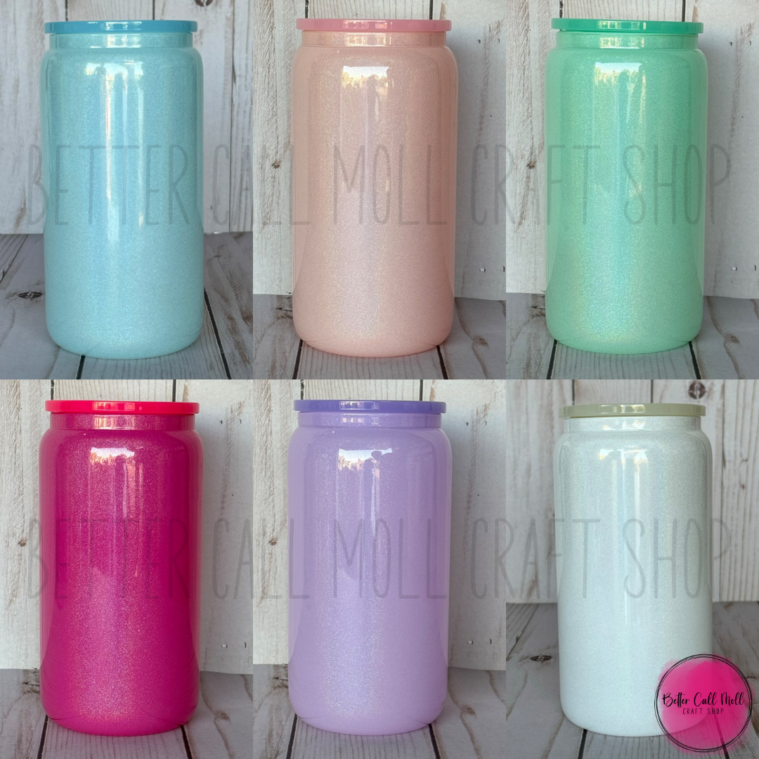 16oz Holographic Shimmer GLASS Sublimation Tumbler