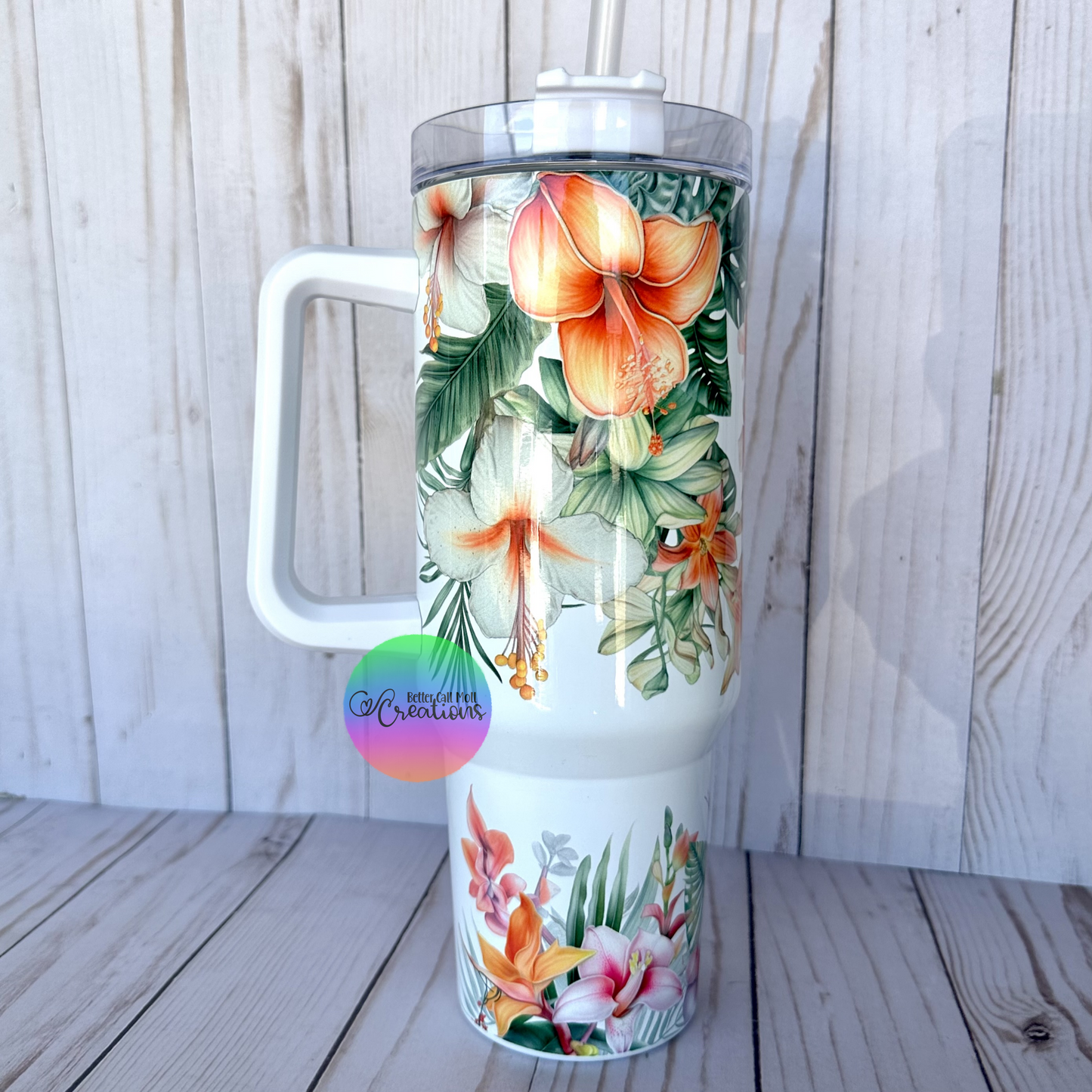 40oz Glossy Handle Sublimation Tumbler