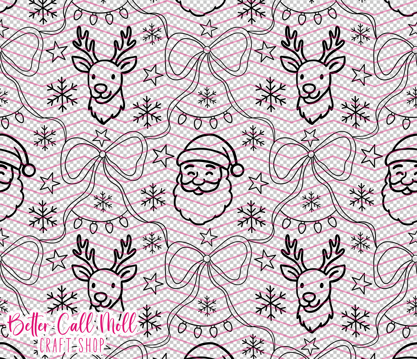 Santa and Reindeer Digital Tumbler Template