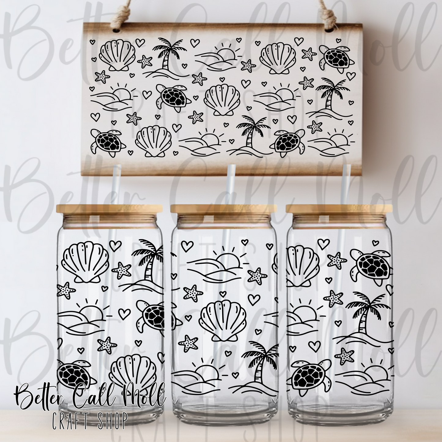 Beach Silhouettes UV DTF 16oz Tumbler Wrap
