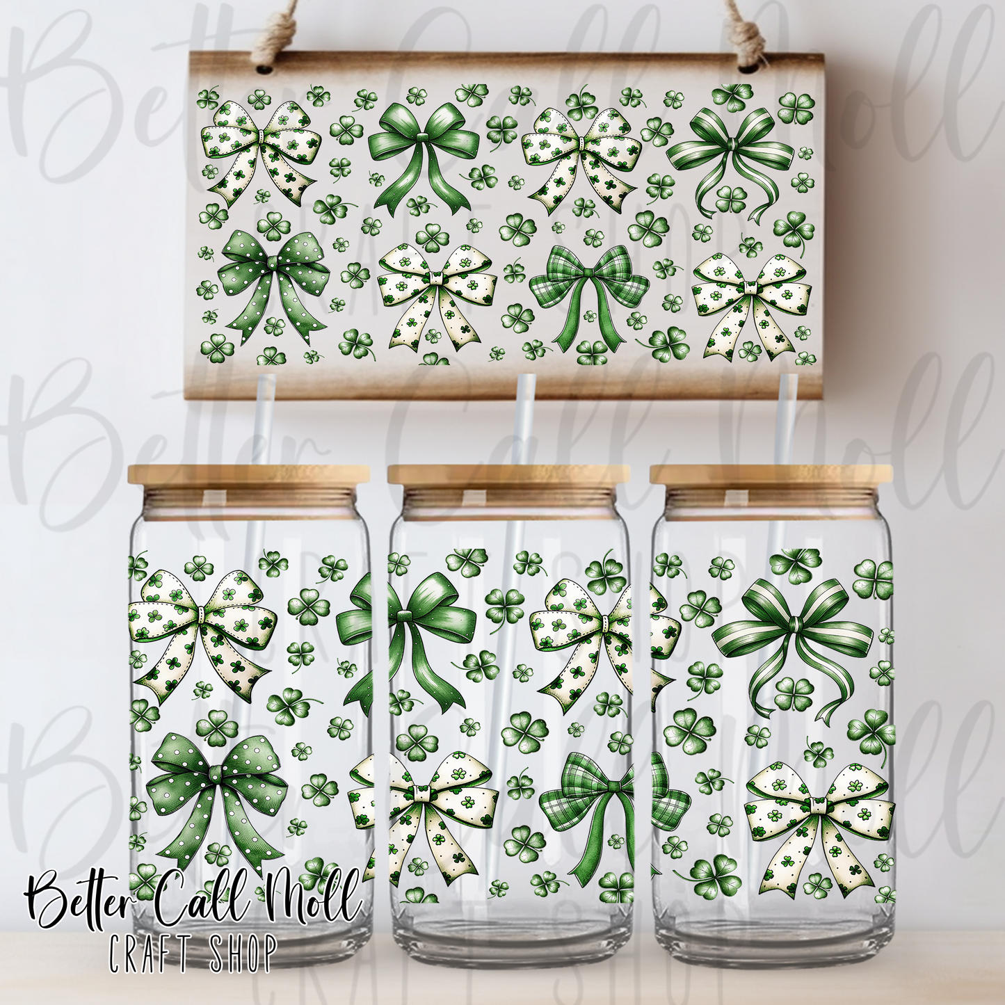 Shamrock Bows UV DTF 16oz Tumbler Wrap
