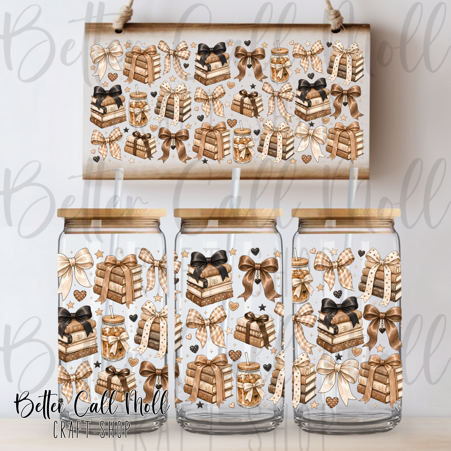 Coffee and Books UV DTF 16oz Tumbler Wrap