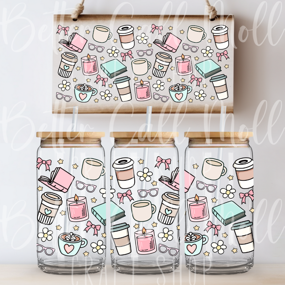 W125 - Cozy Reading UV DTF 16oz Tumbler Wrap