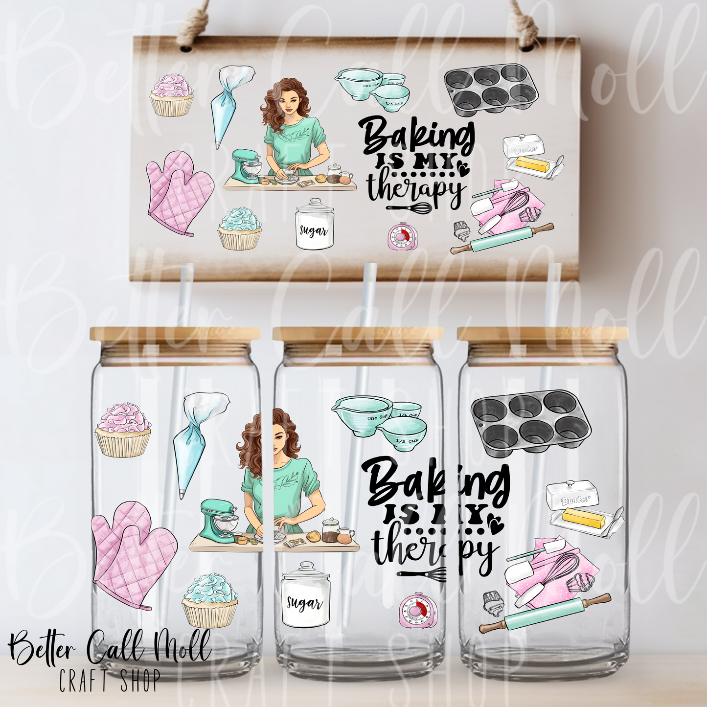 Baking is My Therapy UV DTF 16oz Tumbler Wrap