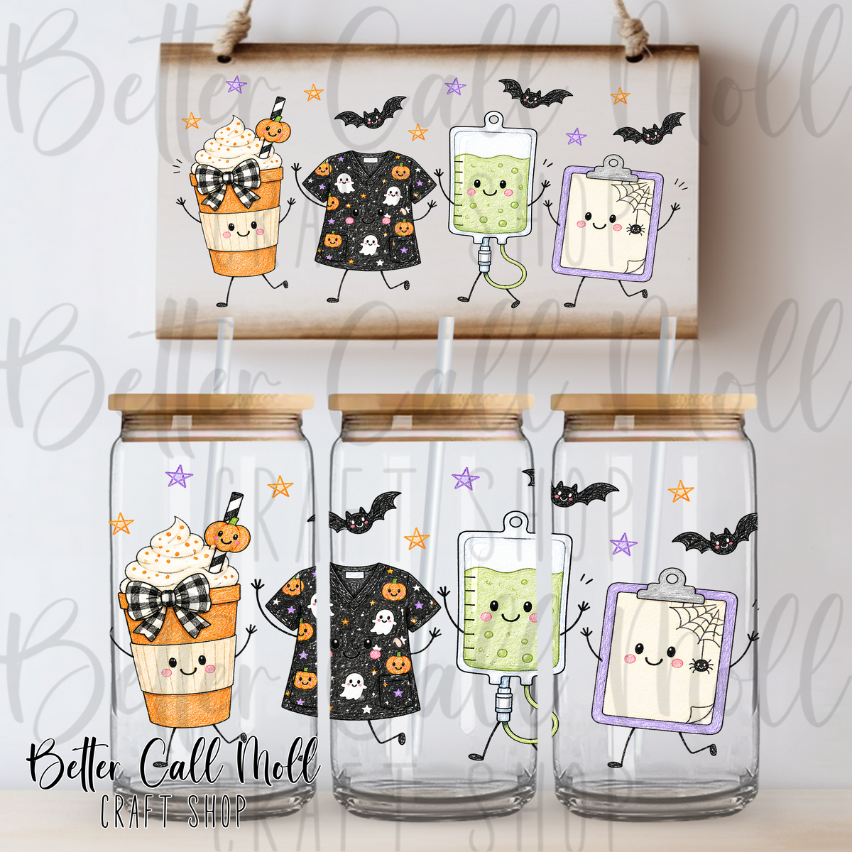 Halloween Health Care UV DTF 16oz Tumbler Wrap
