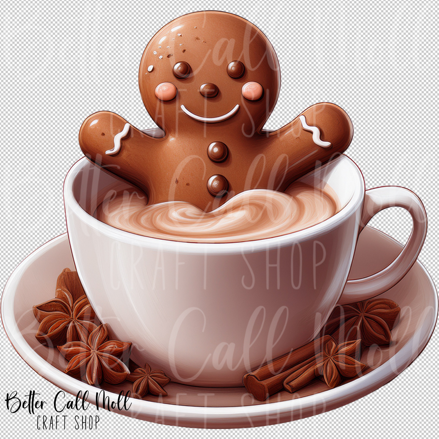 Gingerbread Hot Cocoa UV DTF Decal