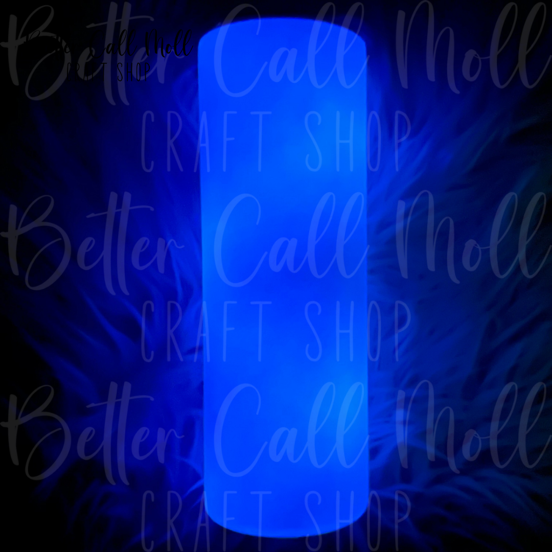 20oz Blue Glow-in-the-Dark Skinny Sublimation Tumbler