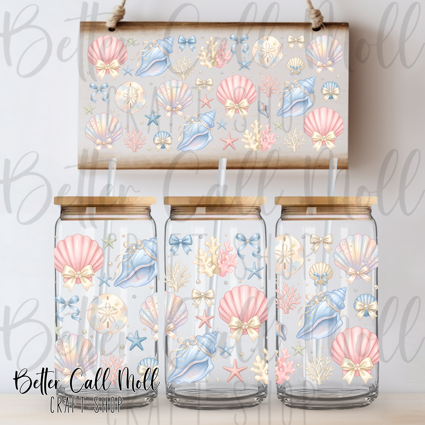 Coquette Sea Shells 2 UV DTF 16oz Tumbler Wrap