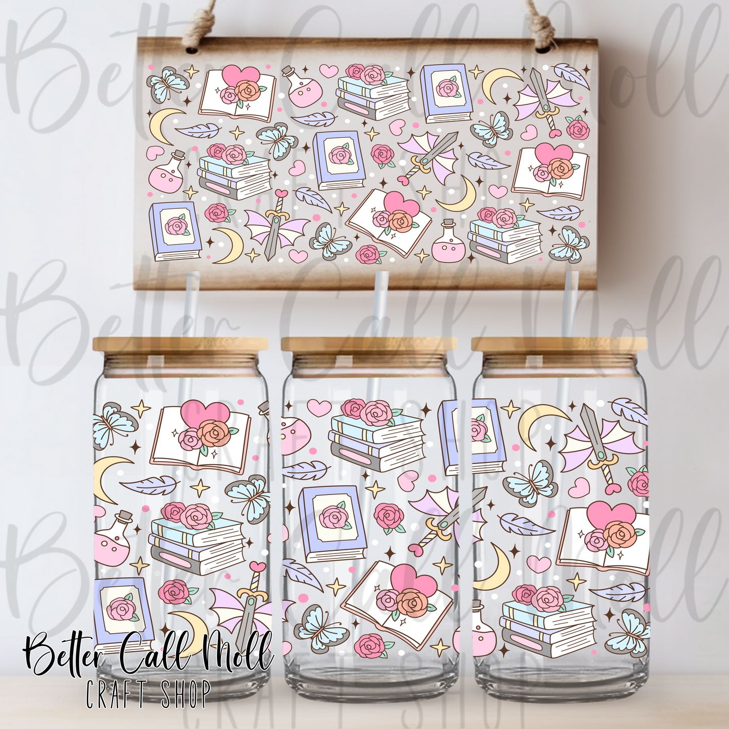 Pastel Fantasy Books UV DTF 16oz Tumbler Wrap
