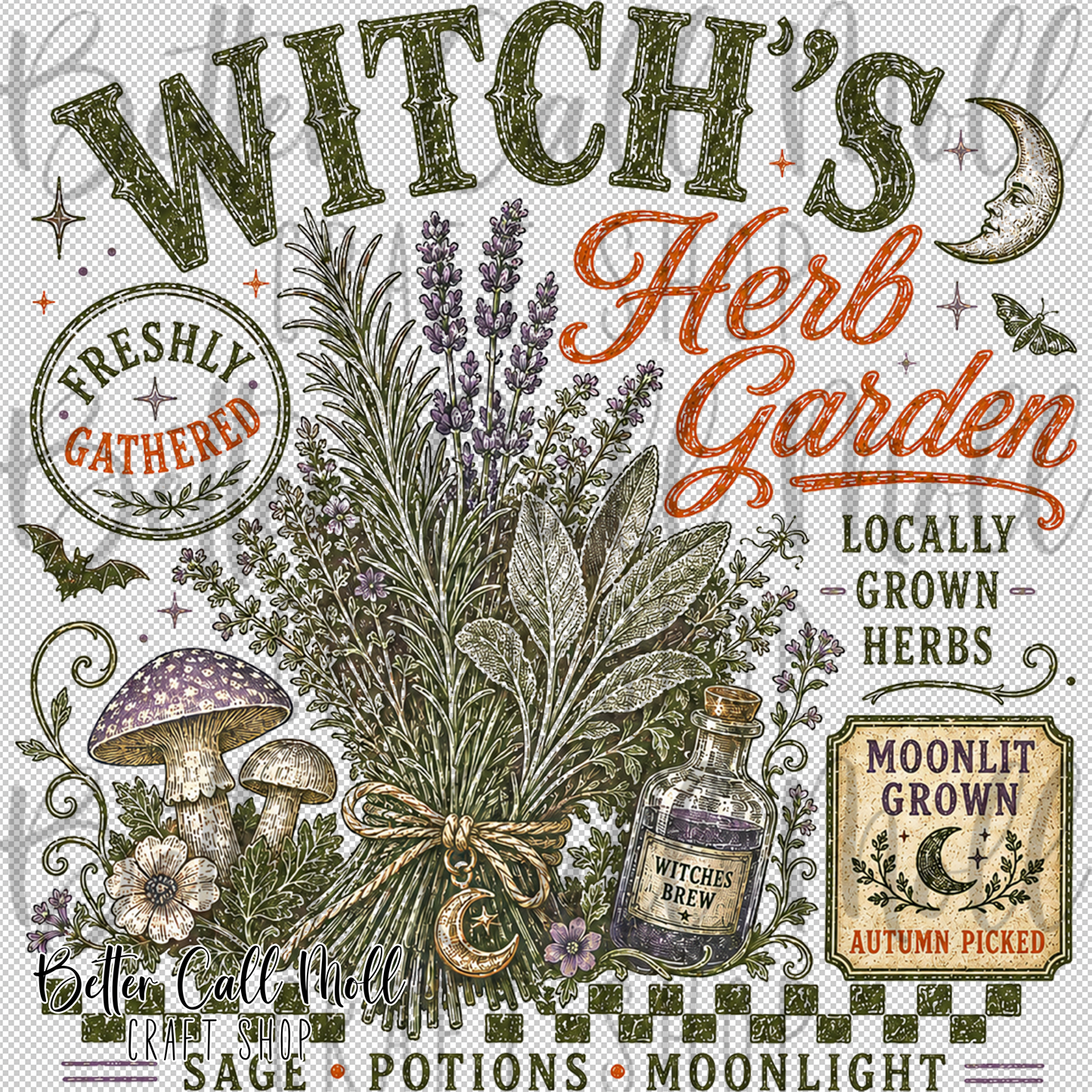 Witch's Herb Garden UV DTF Decal
