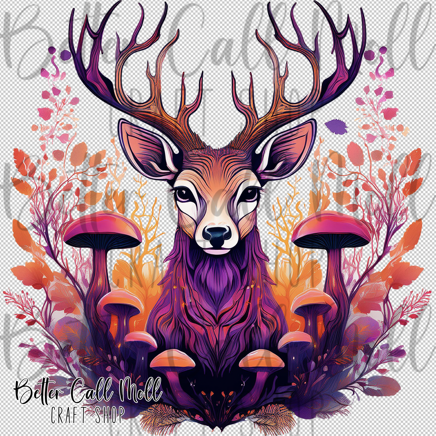 Deer and Mushroom UV DTF Decal