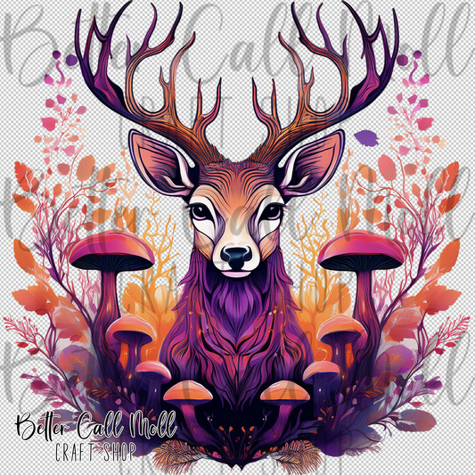 Deer and Mushroom UV DTF Decal