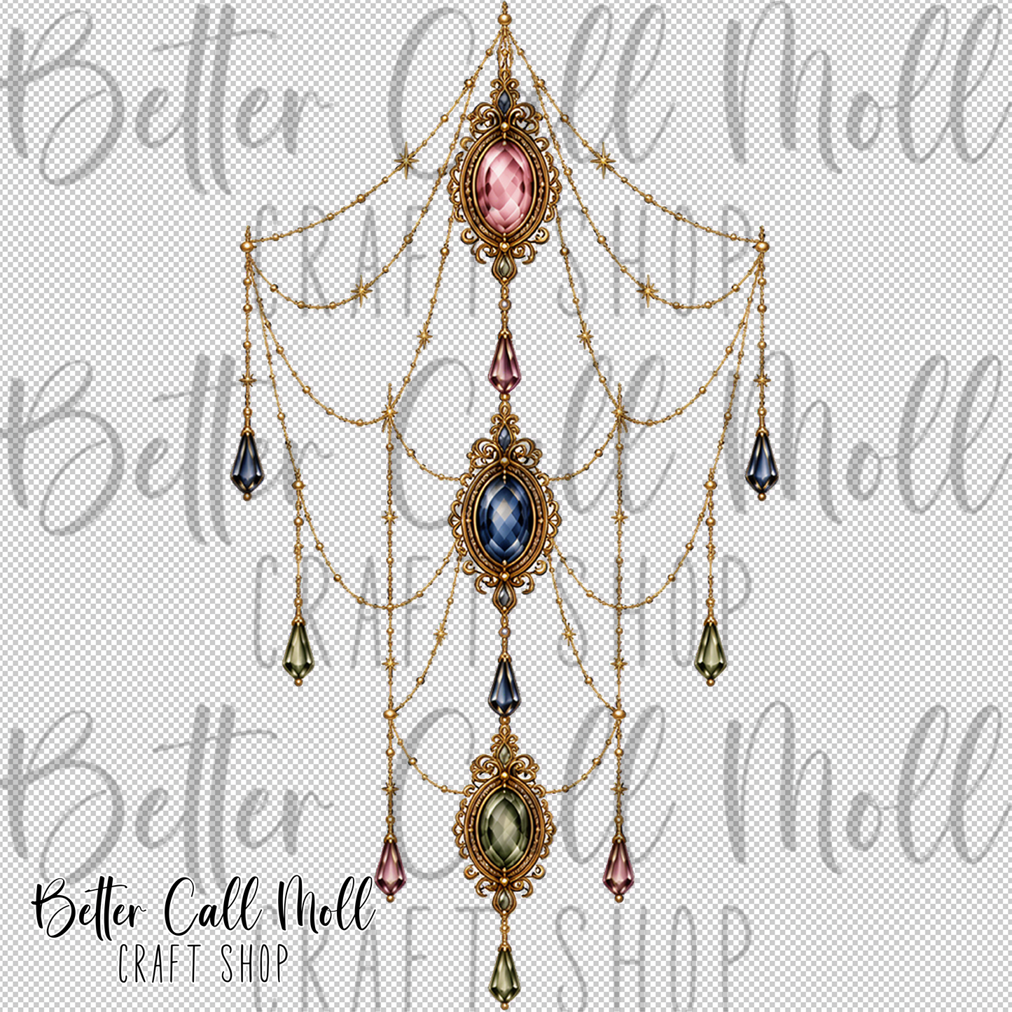 Draped Jewels UV DTF Decal