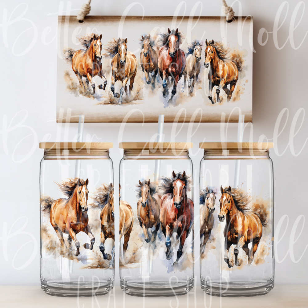 W016 - Wild Horses UV DTF 16oz Tumbler Wrap