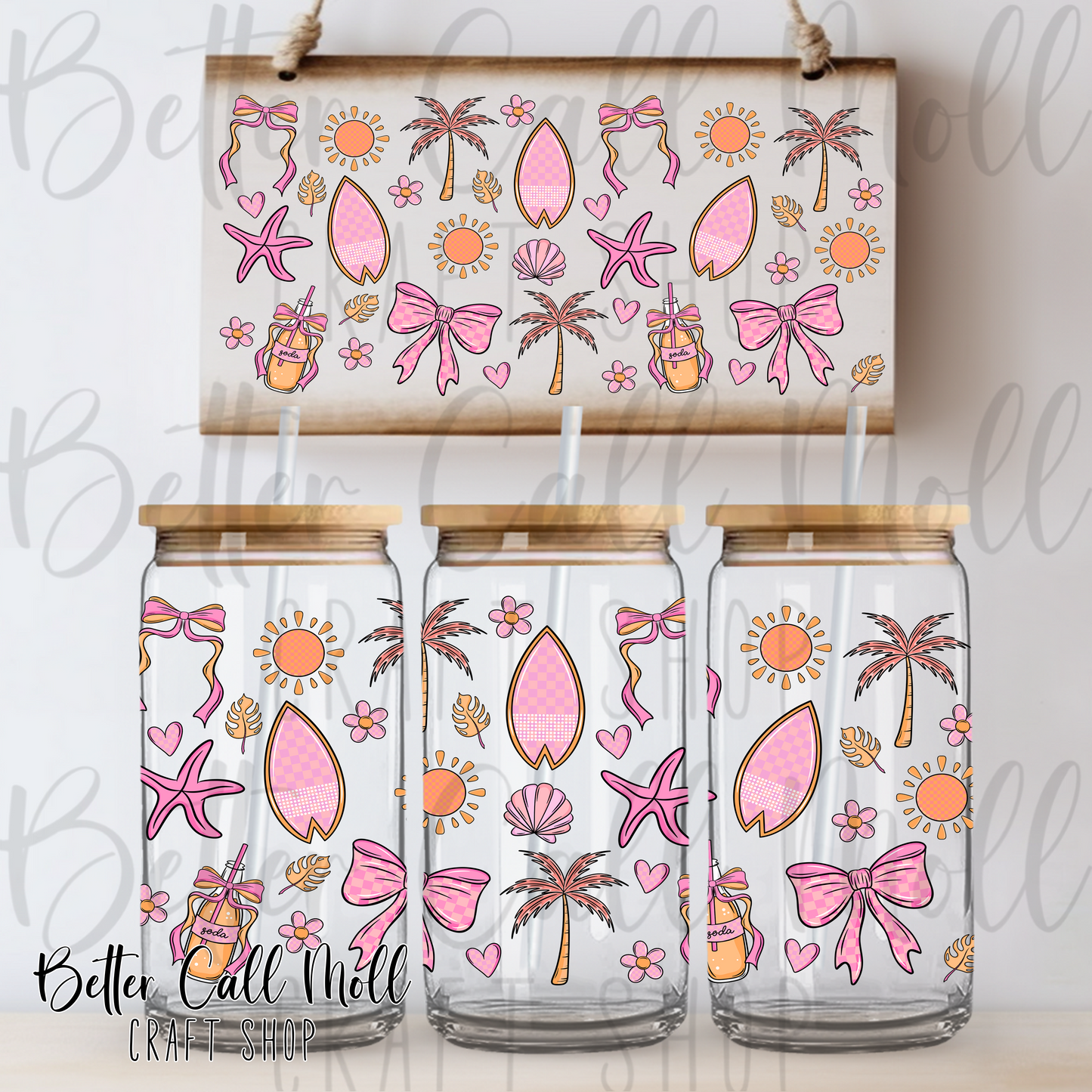 Summer Girly UV DTF 16oz Tumbler Wrap