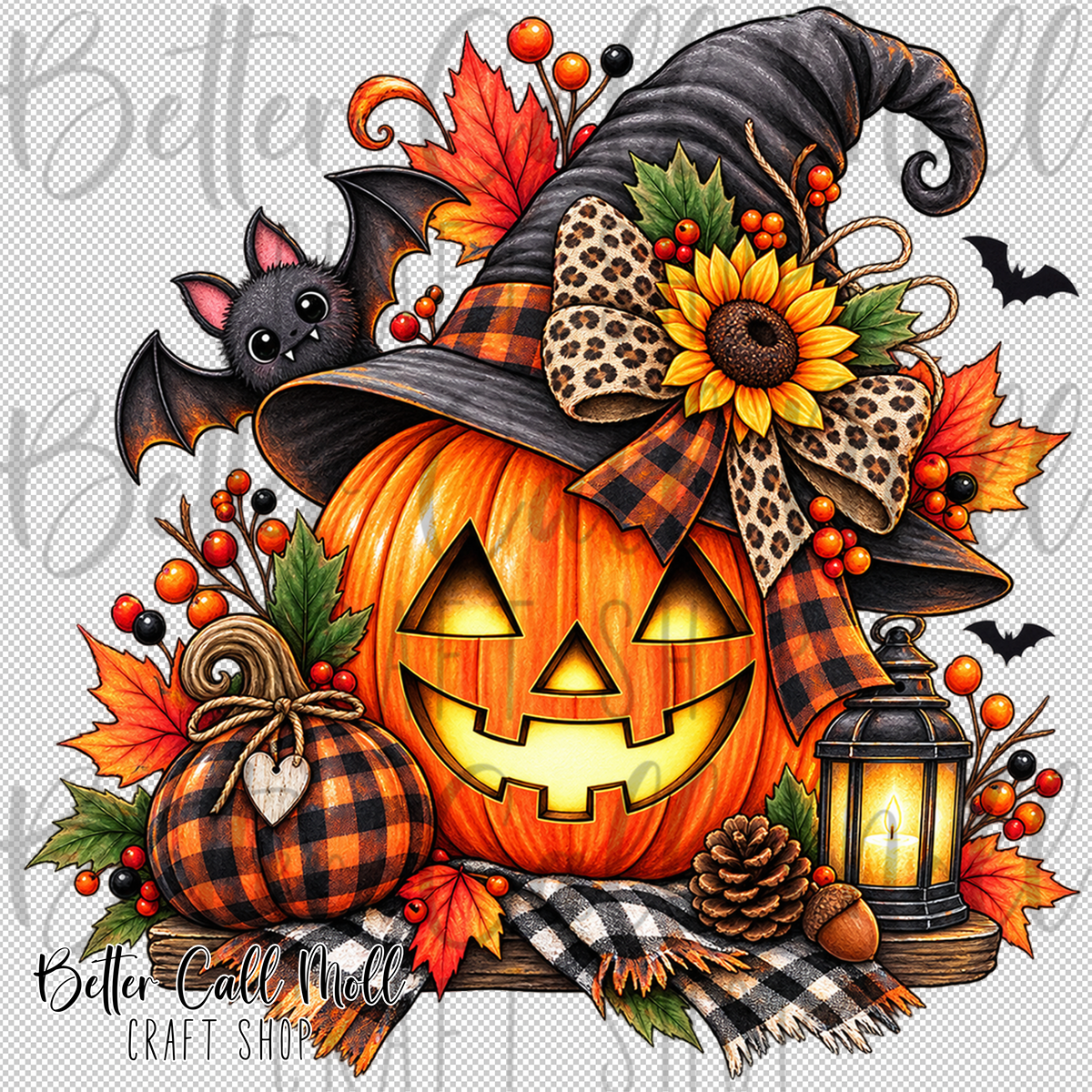 Fall Jack-O-Lantern UV DTF Decal
