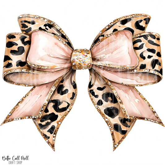 D186 Leopard Print Bow UV DTF Decal