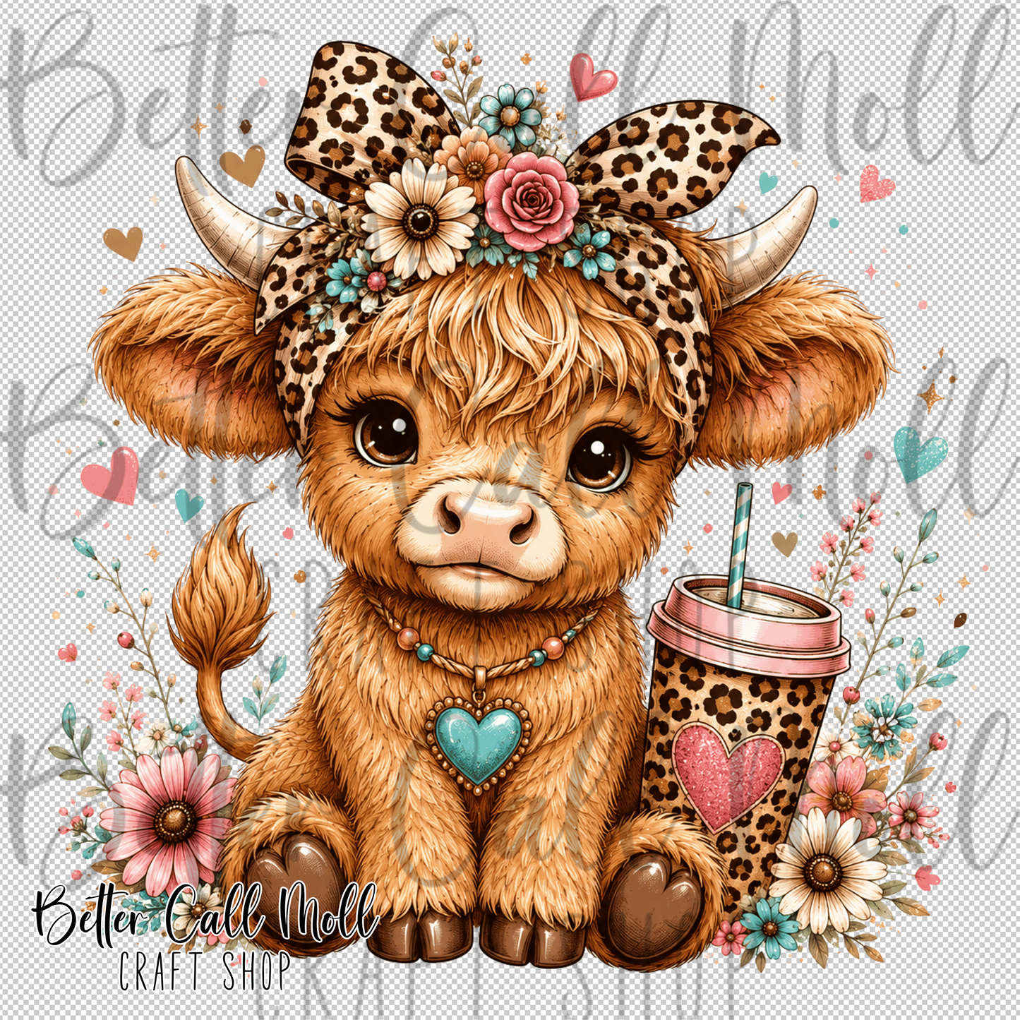 Baby Highland Cow UV DTF Decal