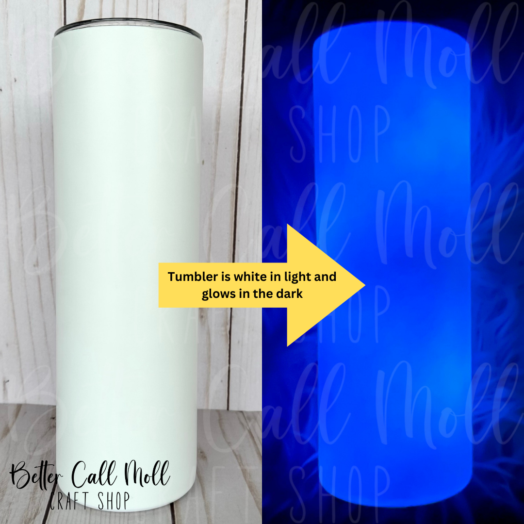 20oz Blue Glow-in-the-Dark Skinny Sublimation Tumbler