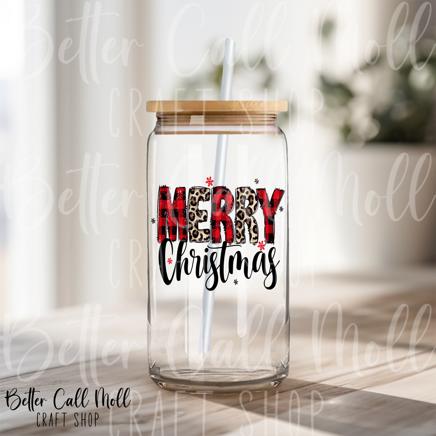 Plaid Merry Christmas UV DTF Decal