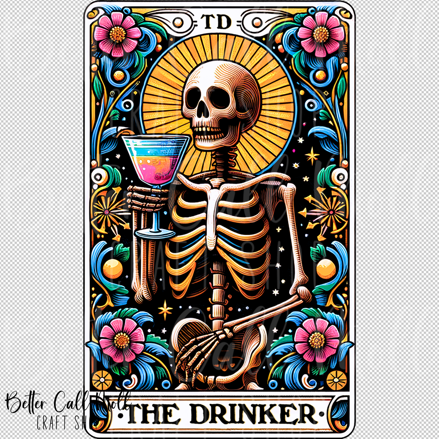 The Drinker Tarot UV DTF Decal