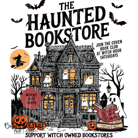 D020 - The Haunted Bookstore UV DTF Decal
