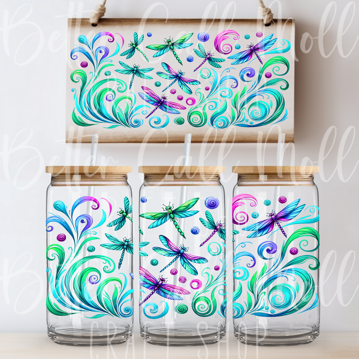 W110 - Dragonflies UV DTF 16oz Tumbler Wrap