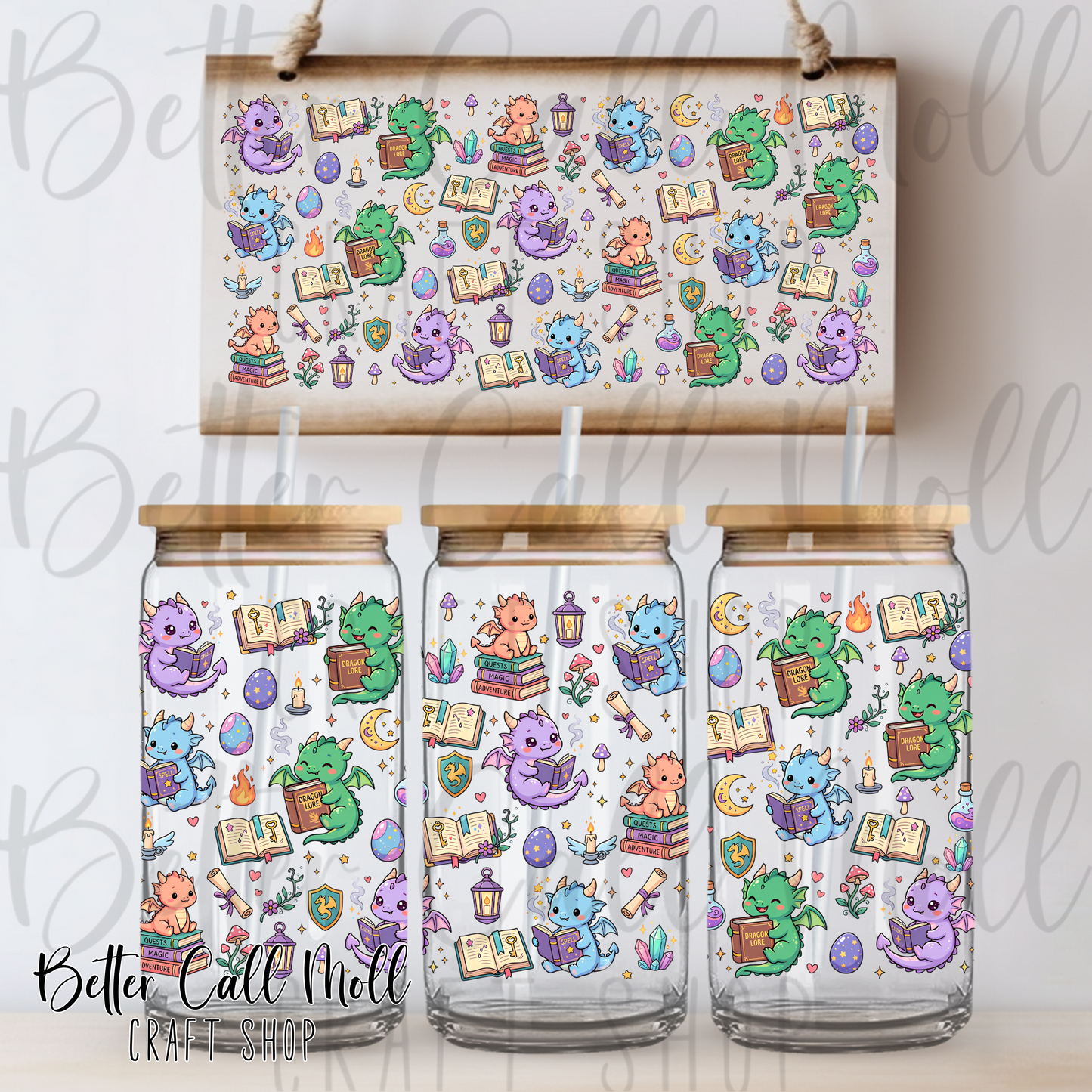 Book Dragons UV DTF 16oz Tumbler Wrap